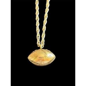 Vtg Monet 30” Goldtone Rope Chain With Puffy Football Pendant